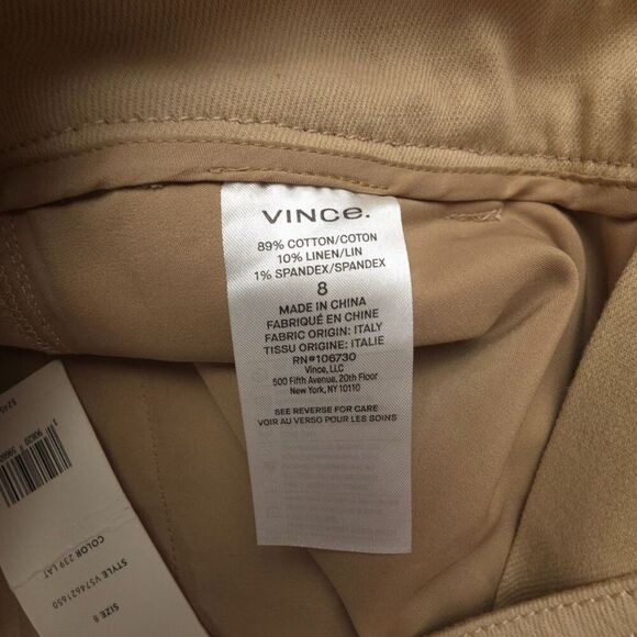NWT Vince Linen Market Pants Latte Wide Leg Trouser Khaki Old Money Quiet Luxury - Picture 7 of 9